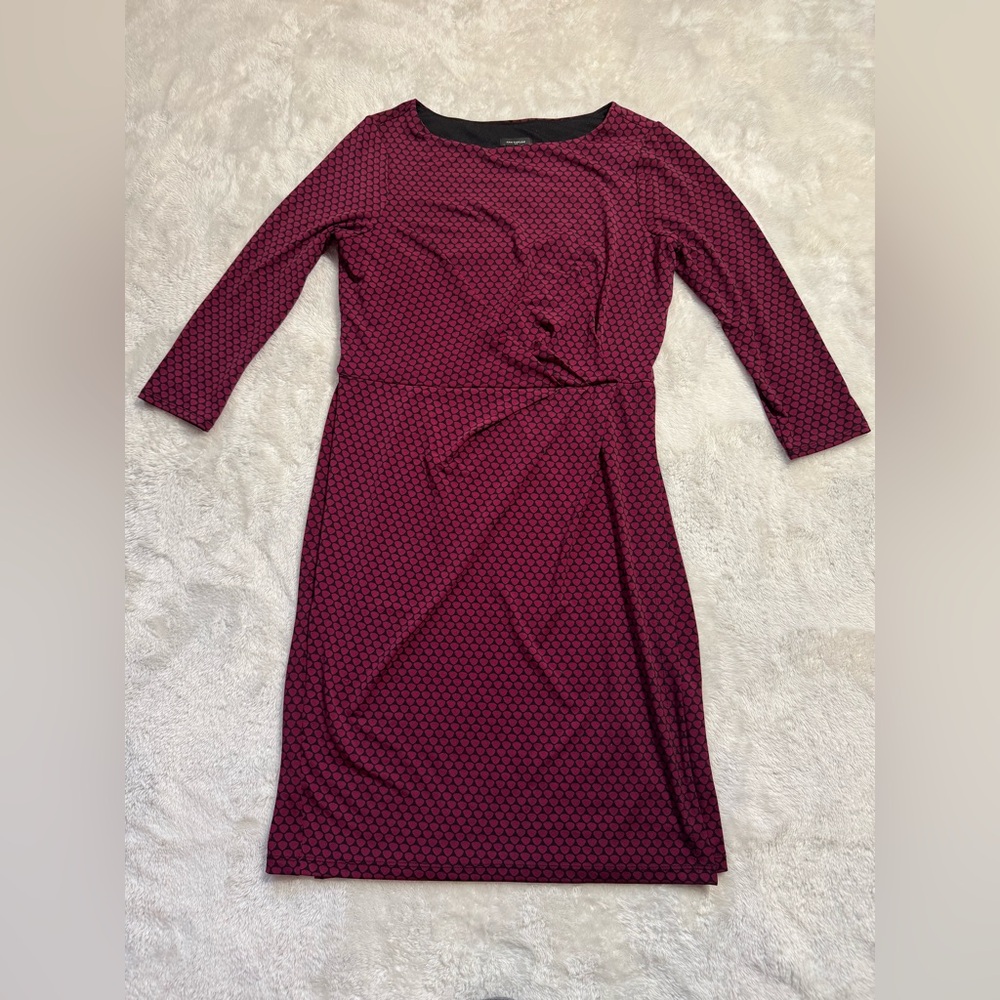 Ann Taylor Long Side Ruched Women's Maroon Dress Zipped Back Size S